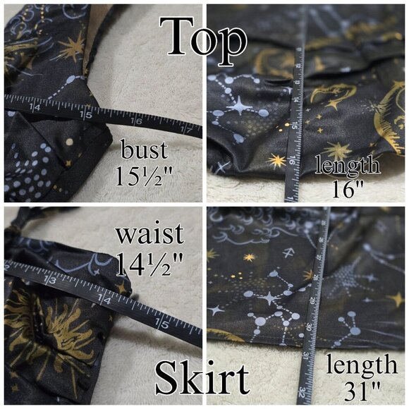 Horoscopez ✦ Starry Night Skirt Set ✦ One-Shoulder Bustier Celestial Midi Skirt - Picture 14 of 16